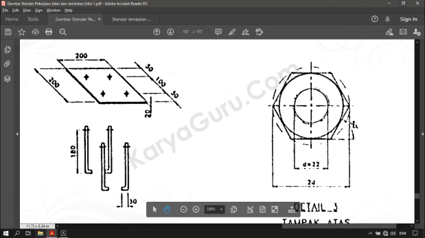 Detail Besi Angkur Tiang Sandaran Jembatan Beton Bertulang