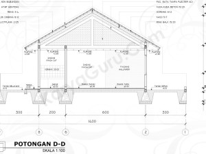 Tutorial Belajar AutoCAD Gambar Kerja Potongan D-D Rumah Tinggal ShopDrawing Section