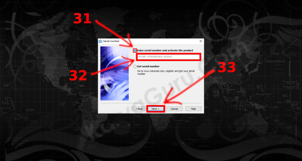 Memasukan serial number dan aktivasi nanoCAD Free